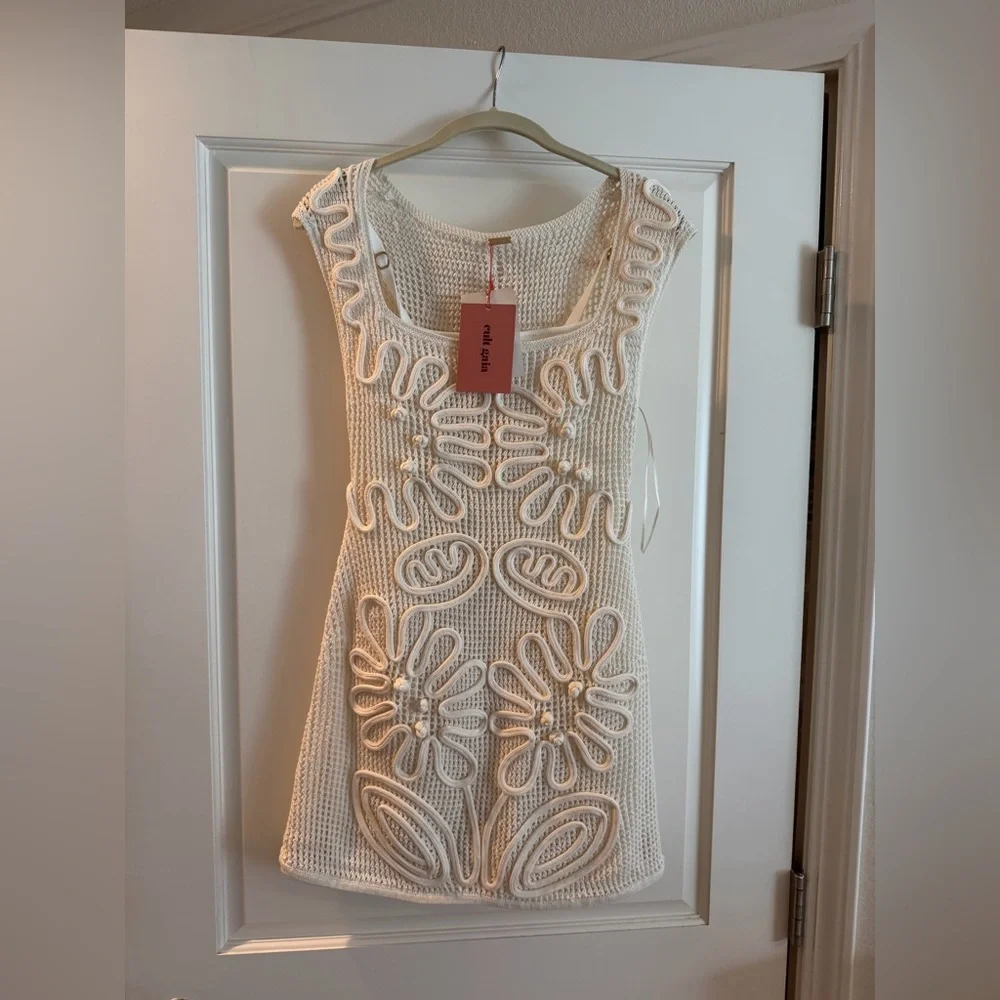 cult gaia Off White Chimi Crochet Knit Mini Dress - Picture 5 of 6